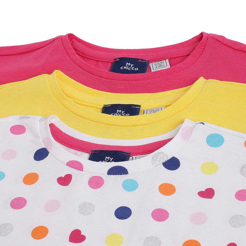 Girls Multicolor Printed T-shirt (Pack of 3) image number 8